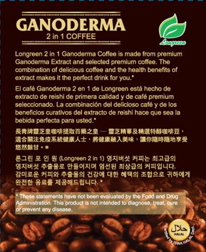 Ganoderma Reishi Coffee Mix, Instant 2-in-1 Mushroom Coffee with All Natural Ganoderma Lucidum. A Non Sugar - 30 sachets