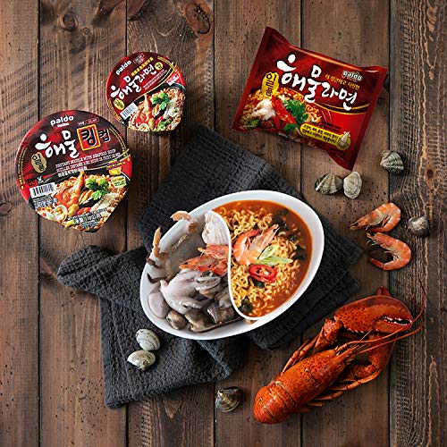 Paldo Fun & Yum Il Poom Seafood Instant Big Cup Noodles with Spicy Seafood Based Broth, Best Oriental Style, Original Korean Ramyun Bowl, K-Food, 일품 해물라면 킹 컵 110g (3.88 oz) x 6 Pack