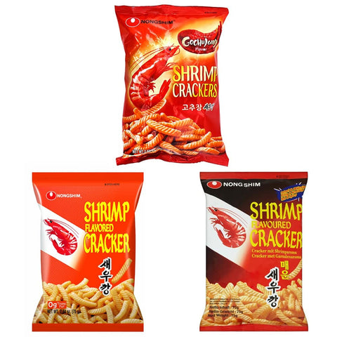 Nongshim Shrimp Cracker Combo (Original + Spicy Flavor + Gochujang) 3 pack / Total 7.84oz