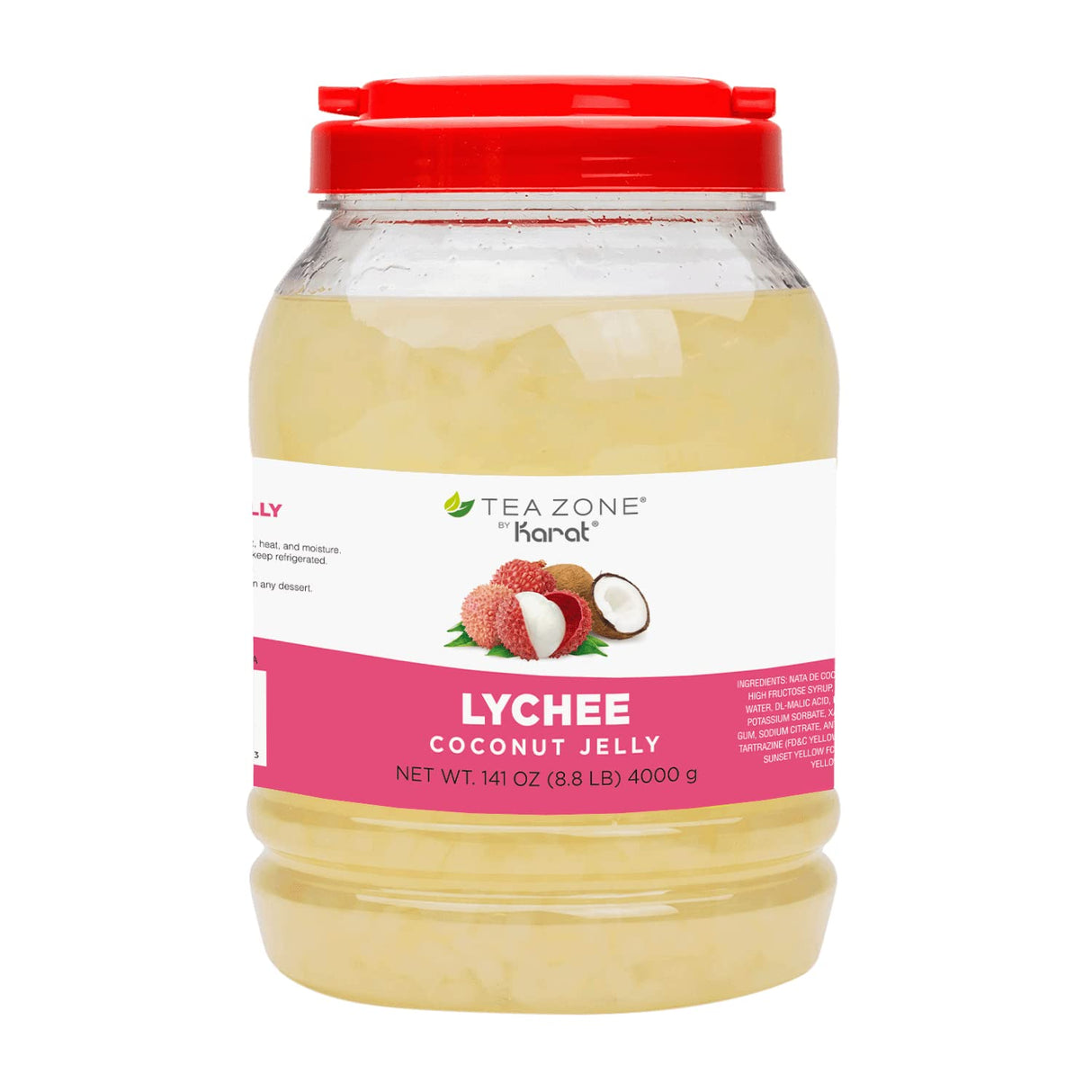 Tea Zone B2005 Lychee Coconut Jelly for Beverage, Sweet, Ice Cream Topping- Jar (8.8 lbs)