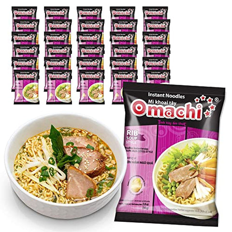OMACHI Golden Potato Noodles - Beef ,Pork, Shrimp Flavors - Made with Natural Ingredients (Braised Pork Rib, Pack of 30)