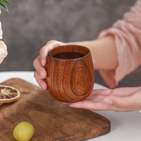 Hiceeden 6 Pack Wooden Tea Cups, 5 Oz Japanese Tea Cups Handmade Natural Wood Water Cup for Drinking, Wine, Milk, Coffee, (100-200ML)