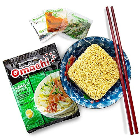 OMACHI Golden Potato Noodles - Hot and Sour Shrimp Flavor - Made with Natural Ingredients (Hot & Sour Shrimp, Pack of 5)