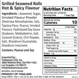 Big Roll Grilled Seaweed Snacks by Tao Kae Noi, Spicy Flavor Grilled Seaweed Rolls, Healthy Nori Sheet Rolls for Kids and Adults, 6 pack, 3g Bags