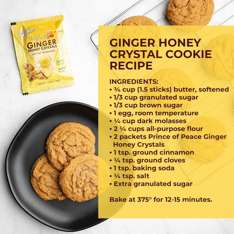 Instant Ginger Honey Crystals Family Value Pack 60 Sachets 18g per Sachets (Total 38oz/ 1080g) By Prince of Peace