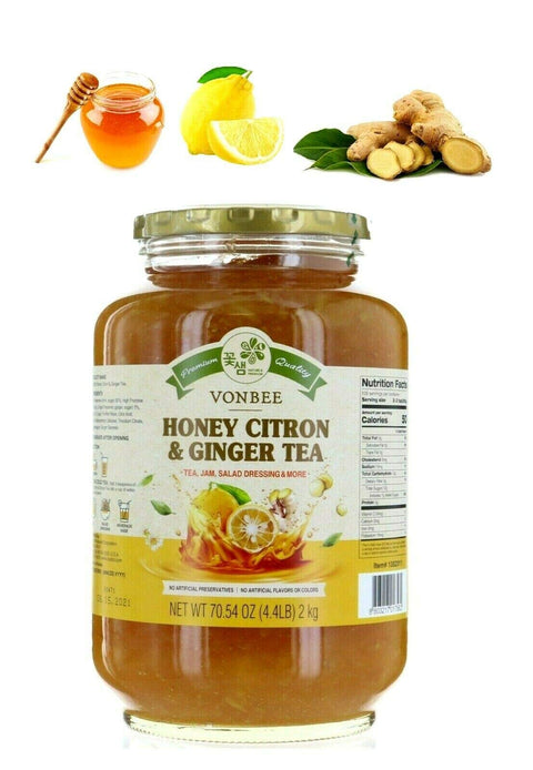 Vonbee Honey Ginger Citron Tea (Family Size 70.54 Oz 4.4 Lbs) Product of Korea 2.2 lb (1 kg)