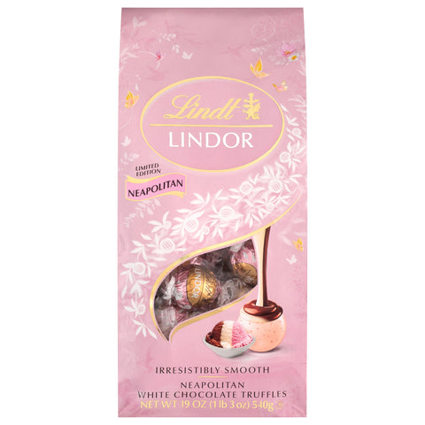 Lindt LINDOR Spring Easter Neapolitan White Chocolate Candy Truffles, Chocolates with Smooth, Melting Truffle Center, 19 oz Bag