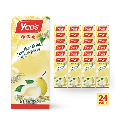 Yeo's Snow Pear Drink, 8.5 Oz (Pack of 24) - No Added Flavoring, Natural Energy Drink, Full of Antioxidants and Minerals, Premium Grade