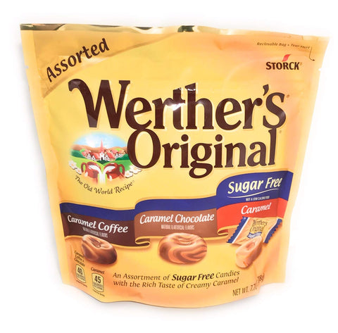 Werther's Original Sugar Free Assorted 7.7oz. Caramel Coffee, Caramel Chocolate, Caramel