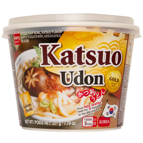 Wang Katsuo Udon Bowl, Rich and Sweet, Noodles Made for Slurping, 7.79 Ounce, Pack of 6