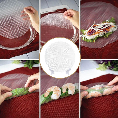 Rice Paper Wrappers for Spring Rolls Maker Large Bowl Shrimp Paper Roll Pastry  10 Plastic Mesh Trays