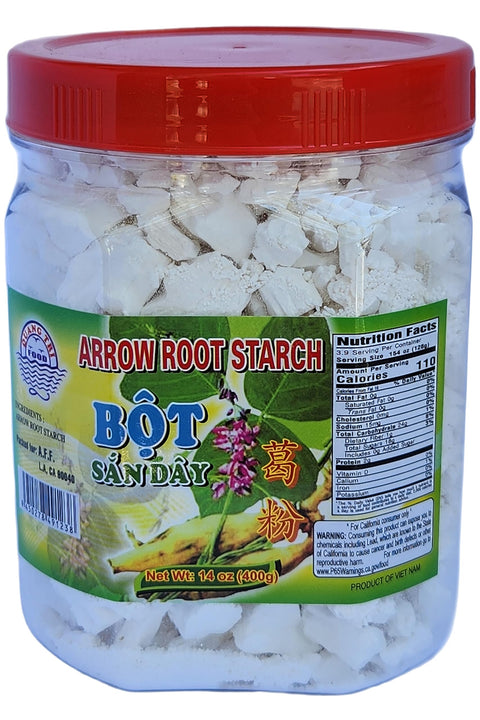 Arrowroot Starch Thickener, Chunks of Crunchy Powder Premium Kudzu Flour (Bot San Day), 14 Ounces Jar