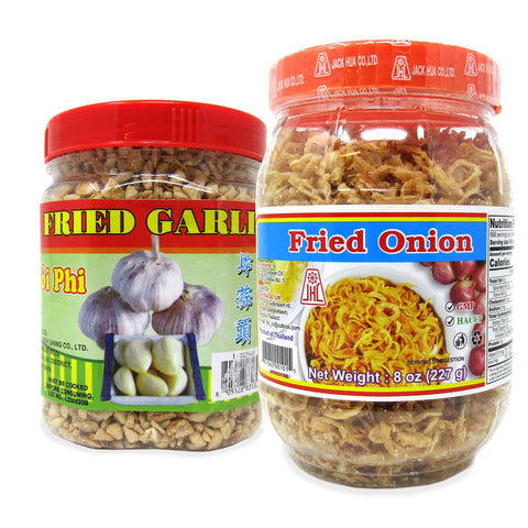Fried Garlic and Fried Onion Combo Pack, Asian cooking ingredients, Low Carb, Keto Friendly