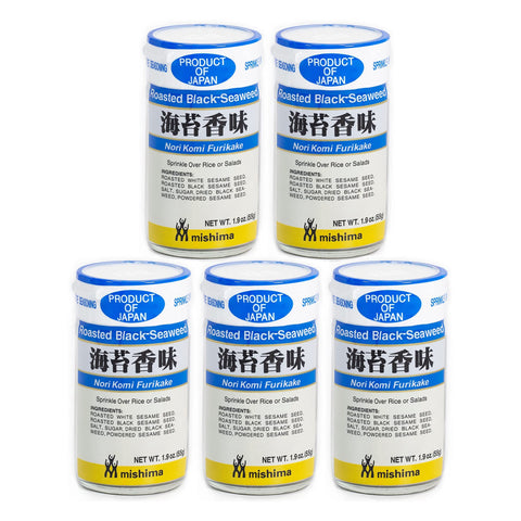 [Mishima] Nori Komi | Furikake Rice Seasoning | Prepared Seaweed and Sesame | Product of Japan (5-pack)