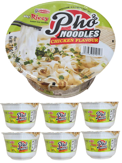 Instant Pho Noodle Bowls Bundle. Includes Six - 2.3 Oz Vietnamese Chicken (Pho Ga) in Chicken Broth Soup! Pho Ga Noodle Bowls are Gluten Free!