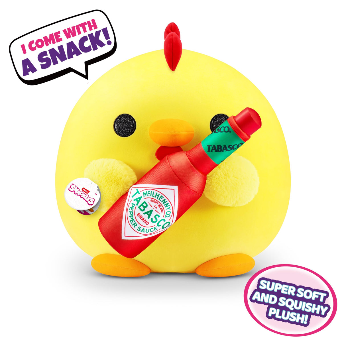 Snackles (Tabasco) Chicken Super Sized 14 inch Plush by ZURU, Ultra Soft Plush, Collectible Plush with Real Licensed Brands, Stuffed Animal