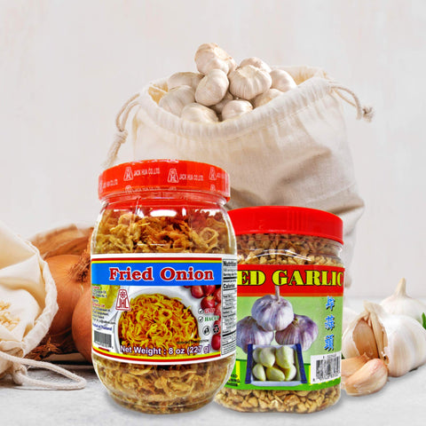 Fried Garlic and Fried Onion Combo Pack, Asian cooking ingredients, Low Carb, Keto Friendly
