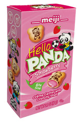 MEIJI Hello Panda Cookies, Strawberry Crème Filled - 2.1 oz, Pack of 10 - Bite Sized Cookies with Fun Panda Sports