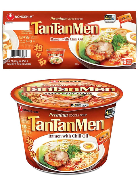 Tantanmen Ramen with Chili Oil Nongshim Premium Noodle Soup 3.56 oz Big Bowl, 6 Counts By TAOindustry