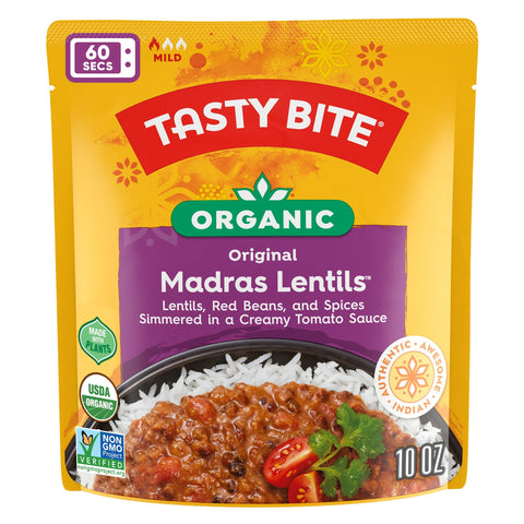 Tasty Bite Organic Madras Lentils, 10 Ounce, Pack of 6, Ready to Eat, Microwavable Entree, Vegetarian