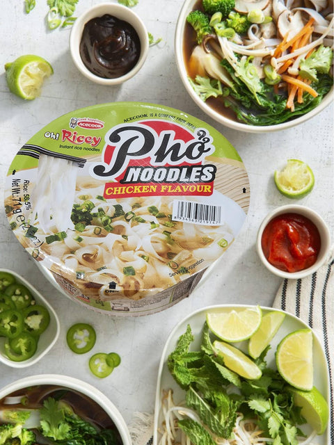 Instant Pho Noodle Bowls Bundle. Includes Six - 2.3 Oz Vietnamese Chicken (Pho Ga) in Chicken Broth Soup! Pho Ga Noodle Bowls are Gluten Free!