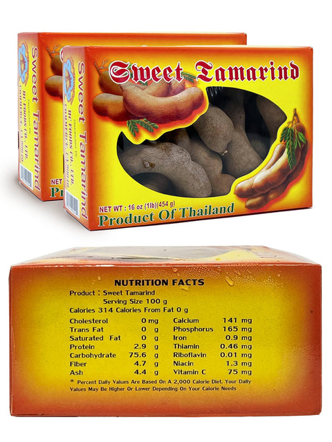 Large Sweet Tamarind Pods, Whole Fruit 100% Natural, Dried Fresh Tamarindo 16 Oz