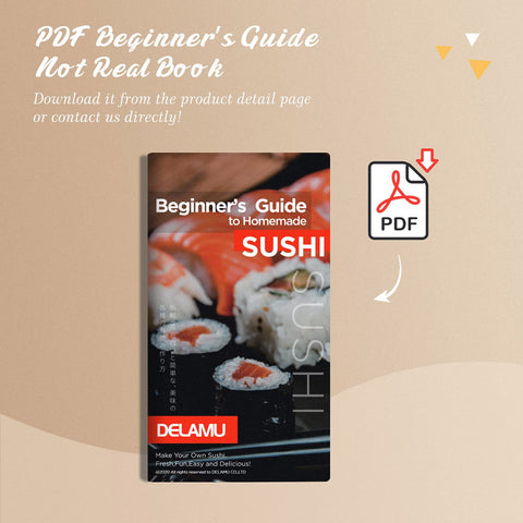 Delamu Sushi Making Kit, Bamboo Sushi Mat, Including 2 Sushi Rolling Mats, 5 Pairs of Chopsticks, 1 Paddle, 1 Spreader, 1 Beginner Guide PDF, Beginner Sushi Kit, Sushi Plates