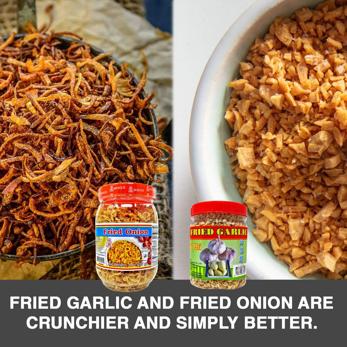 Fried Garlic and Fried Onion Combo Pack, Asian cooking ingredients, Low Carb, Keto Friendly